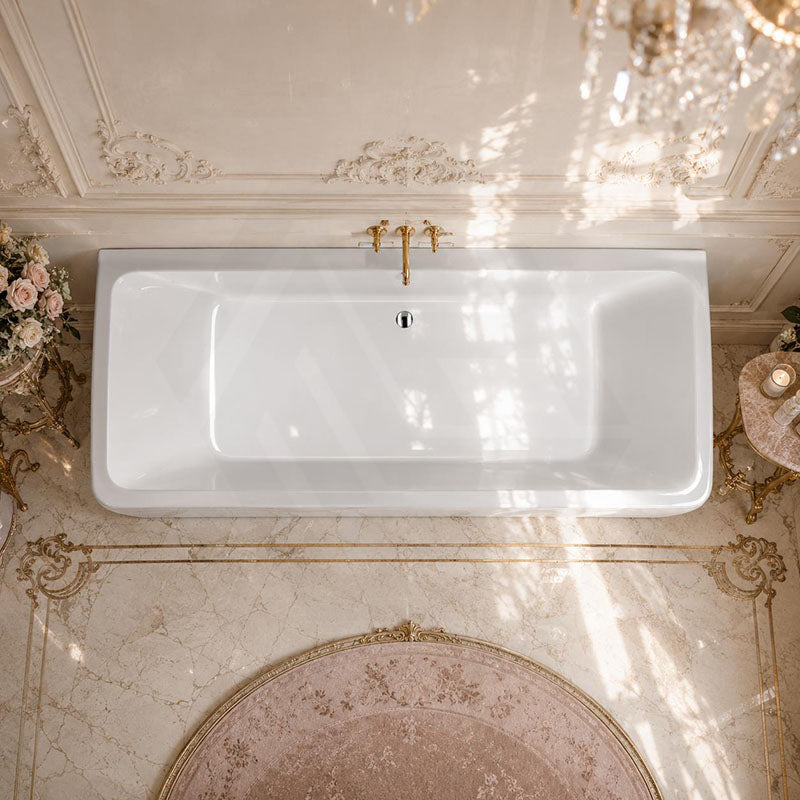 Fienza Delta Acrylic Back To Wall Bathtub with Overflow 1700mm - Gloss White