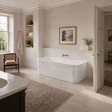 Fienza Delta Acrylic Back To Wall Bathtub with Overflow 1700mm - Gloss White