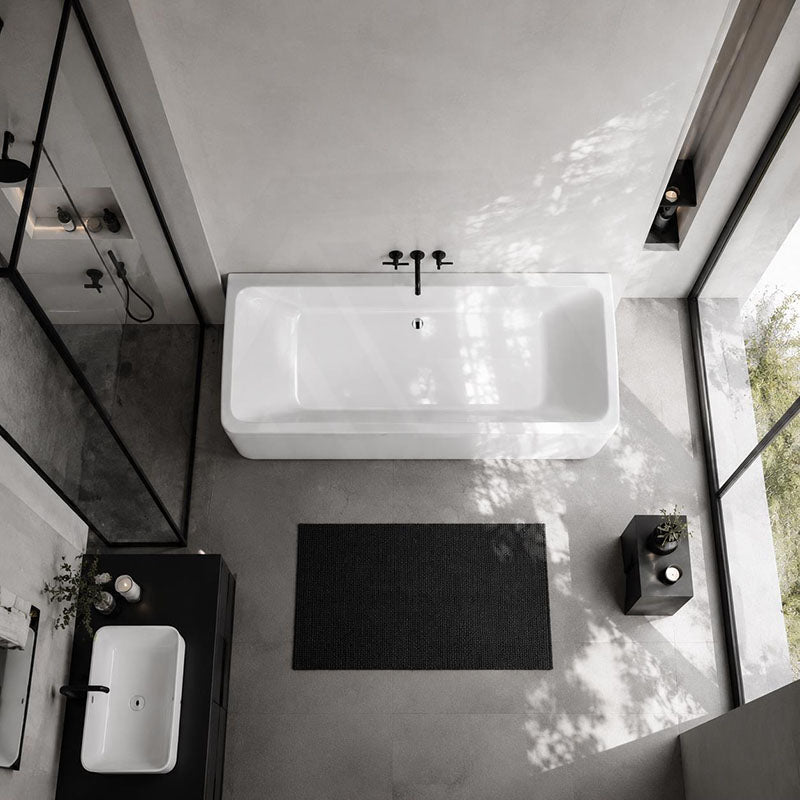 Fienza Delta Acrylic Back To Wall Bathtub with Overflow 1700mm - Gloss White
