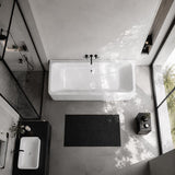 Fienza Delta Acrylic Back To Wall Bathtub with Overflow 1700mm - Gloss White