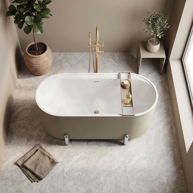 Fienza Aluca Acrylic Oval Freestanding Bathtub with Overflow & Adjustable Legs 1500/1700mm - Variant Colour
