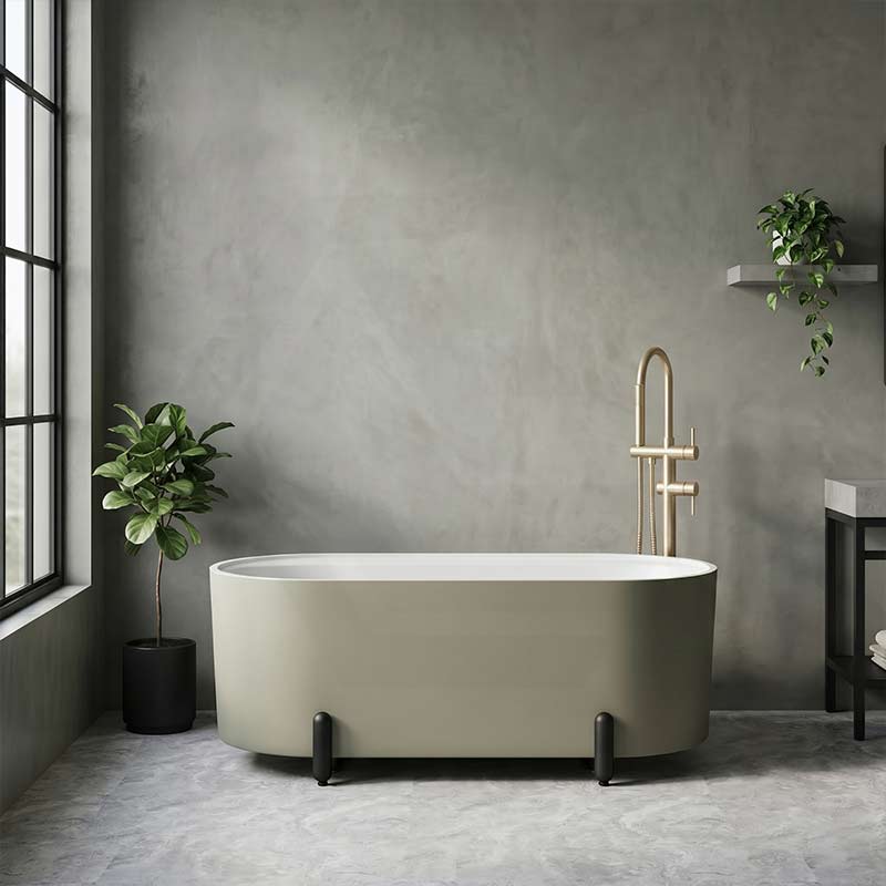 Fienza Aluca Acrylic Oval Freestanding Bathtub with Overflow & Adjustable Legs 1500/1700mm - Variant Colour