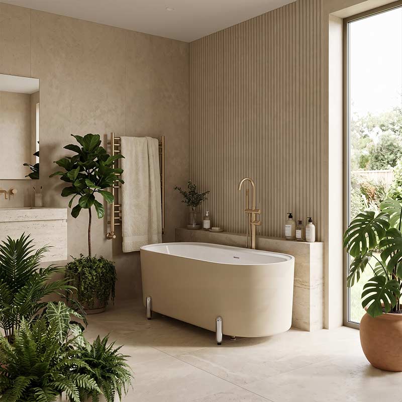 Fienza Aluca Acrylic Oval Freestanding Bathtub with Overflow & Adjustable Legs 1500/1700mm - Variant Colour