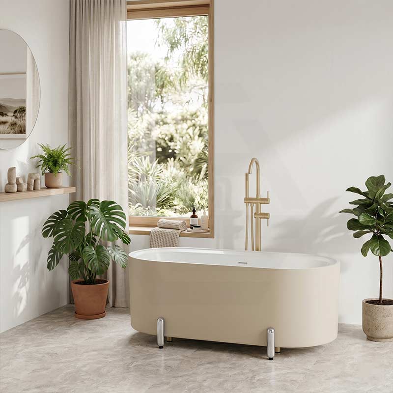 Fienza Aluca Acrylic Oval Freestanding Bathtub with Overflow & Adjustable Legs 1500/1700mm - Variant Colour
