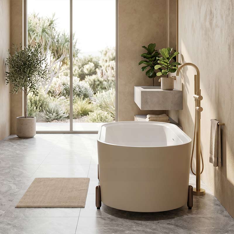 Fienza Aluca Acrylic Oval Freestanding Bathtub with Overflow & Adjustable Legs 1500/1700mm - Variant Colour