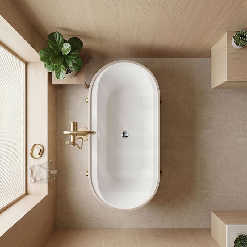 Fienza Aluca Acrylic Oval Freestanding Bathtub with Overflow & Adjustable Legs 1500/1700mm - Variant Colour