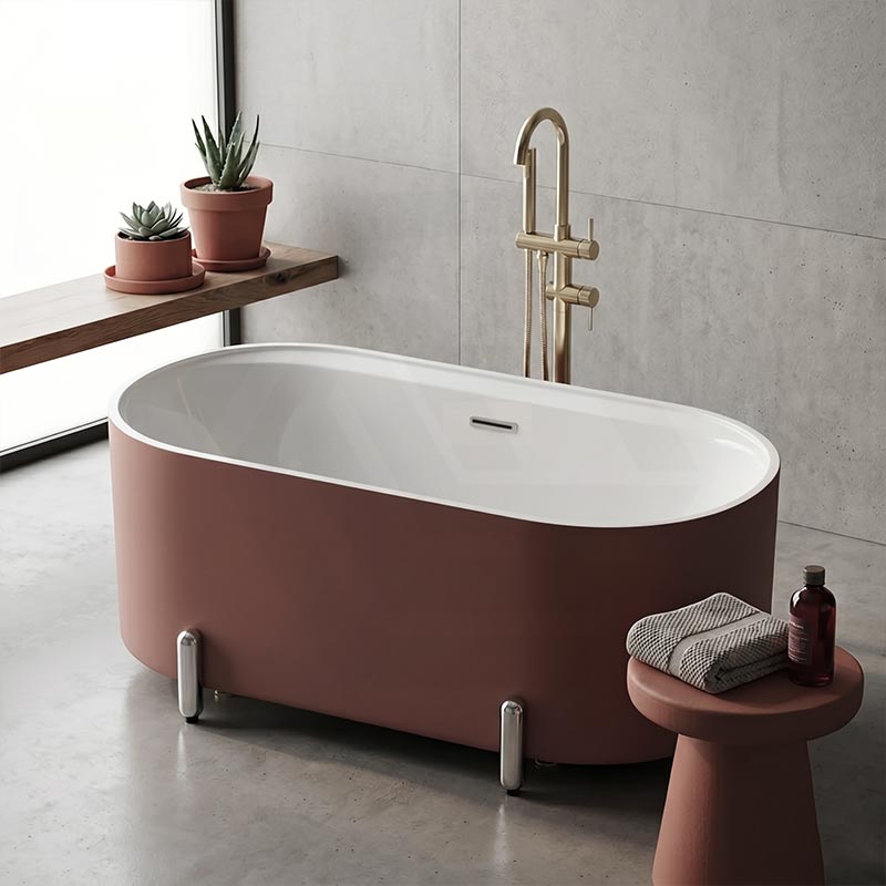 Fienza Aluca Acrylic Oval Freestanding Bathtub with Overflow & Adjustable Legs 1500/1700mm - Variant Colour