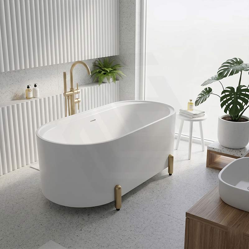 Fienza Aluca Acrylic Oval Freestanding Bathtub with Overflow & Adjustable Legs 1500/1700mm - Variant Colour