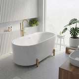 Fienza Aluca Acrylic Oval Freestanding Bathtub with Overflow & Adjustable Legs 1500/1700mm - Variant Colour