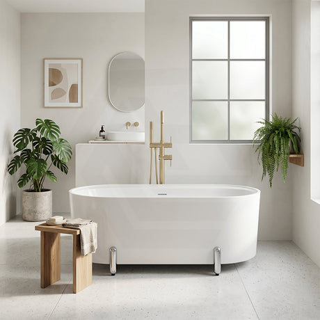 Fienza Aluca Acrylic Oval Freestanding Bathtub with Overflow & Adjustable Legs 1500/1700mm - Variant Colour