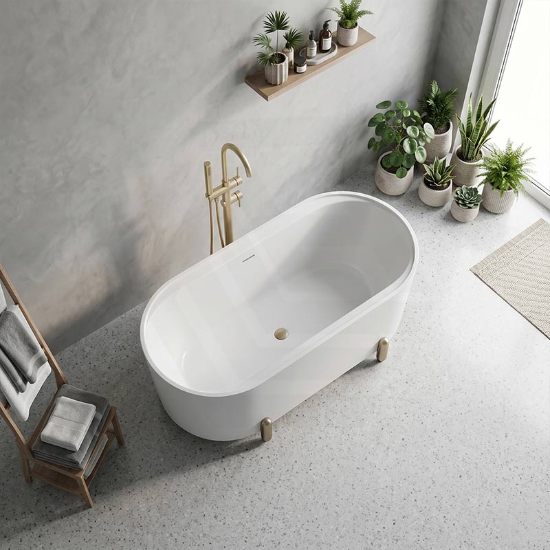 Fienza Aluca Acrylic Oval Freestanding Bathtub with Overflow & Adjustable Legs 1500/1700mm - Variant Colour