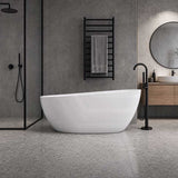 Fienza Dayo Freestanding Acrylic Bathtub Asymmetrical Shape NO Overflow 1500mm - Gloss White