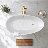 Fienza Dayo Freestanding Acrylic Bathtub Asymmetrical Shape NO Overflow 1500mm - Gloss White