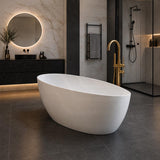 Fienza Dayo Freestanding Acrylic Bathtub Asymmetrical Shape NO Overflow 1500mm - Gloss White