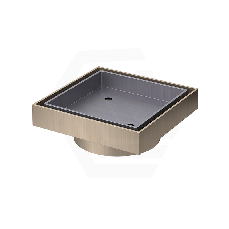 Fienza 115mm Square Tile Bed Floor Waste 75mm Outlet Antique Brass