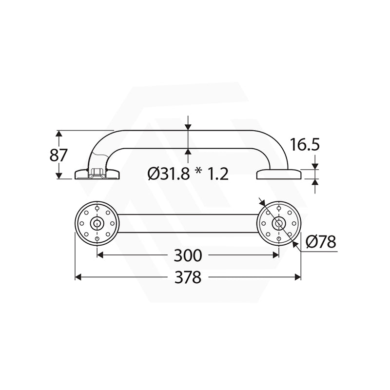 Fienza 300/450/600/900mm Care Accessible Grab Rail Stainless Steel/Matt Black