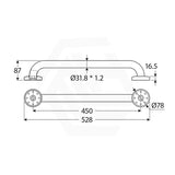 Fienza 300/450/600/900mm Care Accessible Grab Rail Stainless Steel/Matt Black