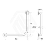 Fienza 450x450mm 90° Care Ambulant Grab Rail Stainless Steel/Matt Black