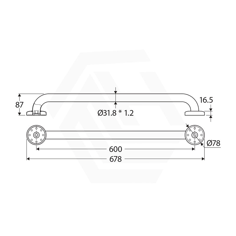 Fienza 300/450/600/900mm Care Accessible Grab Rail Stainless Steel/Matt Black