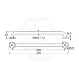 Fienza 300/450/600/900mm Care Accessible Grab Rail Stainless Steel/Matt Black