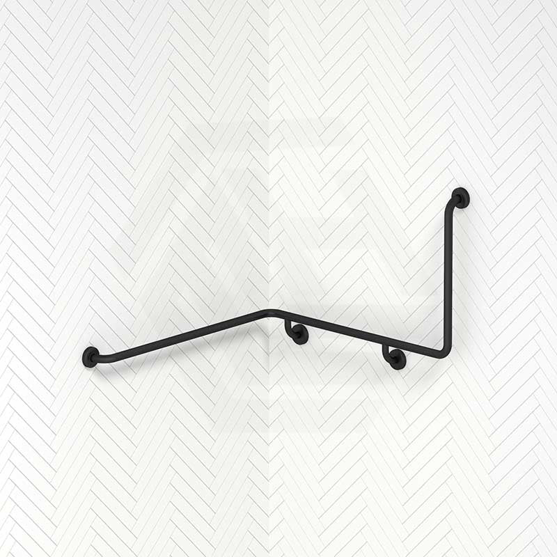 Fienza 1110mm 90° Care Accessible Wrap Around Grab Rail Left/Right-Hand Brushed Stainless Steel/Matt Black