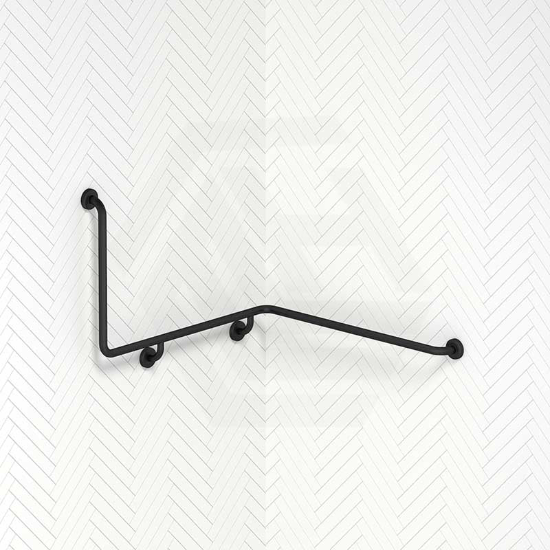Fienza 1110mm 90° Care Accessible Wrap Around Grab Rail Left/Right-Hand Brushed Stainless Steel/Matt Black