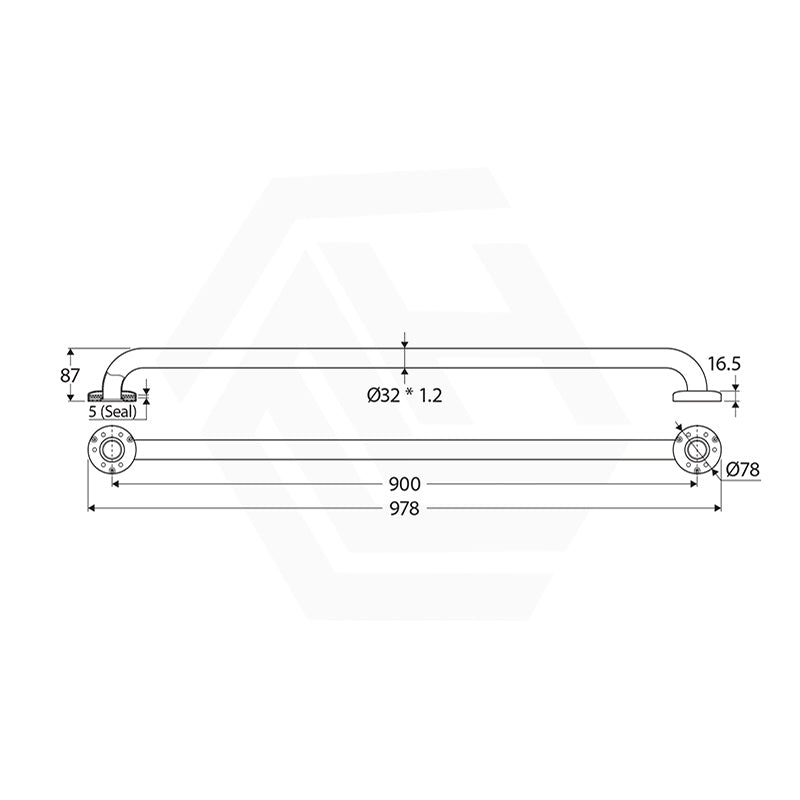 Fienza 300/450/600/900mm Care Accessible Grab Rail Stainless Steel/Matt Black
