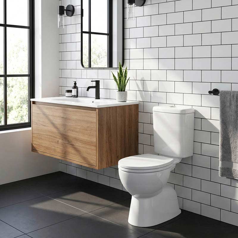 Fienza Stella Adjustable Link Toilet Suite 635x360x855mm - Gloss White