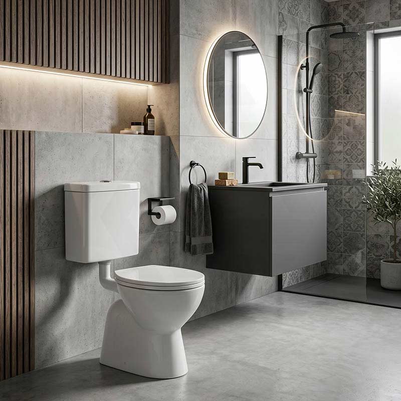Fienza Stella Senior Adjustable Link Toilet Suite 800x370x1100mm - Gloss White