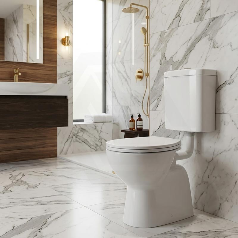 Fienza Stella Senior Adjustable Link Toilet Suite 800x370x1100mm - Gloss White