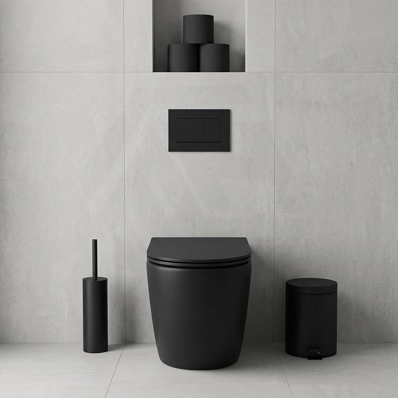 Fienza Koko Rimless Tornado Flush Wall-Faced Pan 570x360x445mm - Matt Black