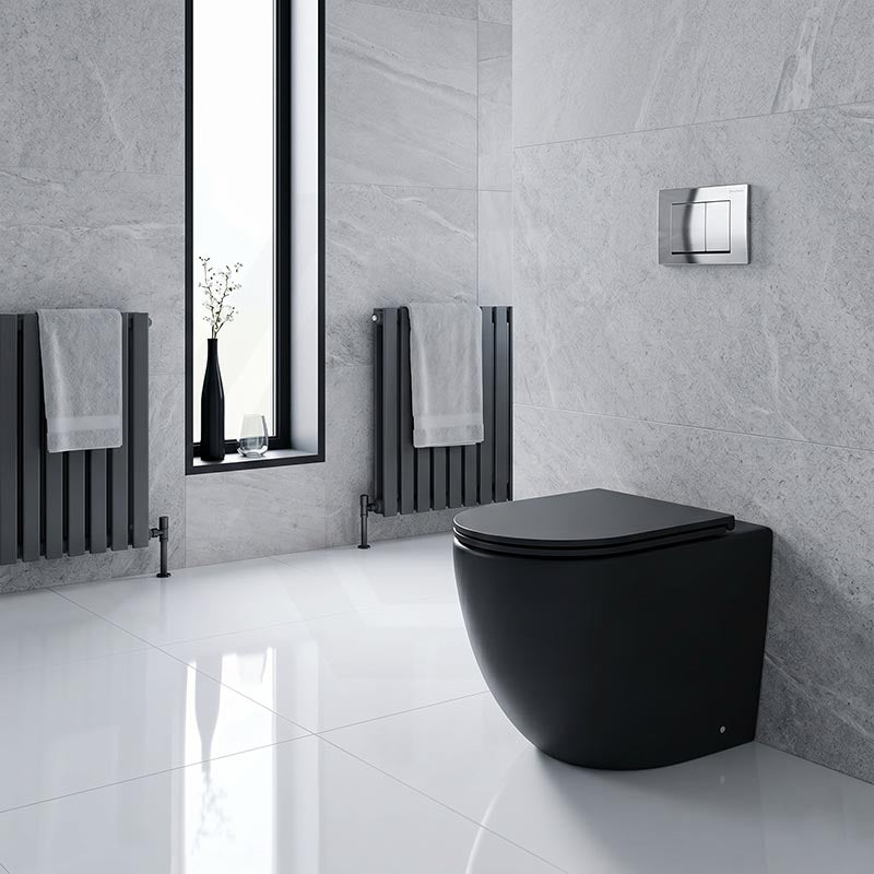 Fienza Koko Rimless Tornado Flush Wall-Faced Pan 570x360x445mm - Matt Black