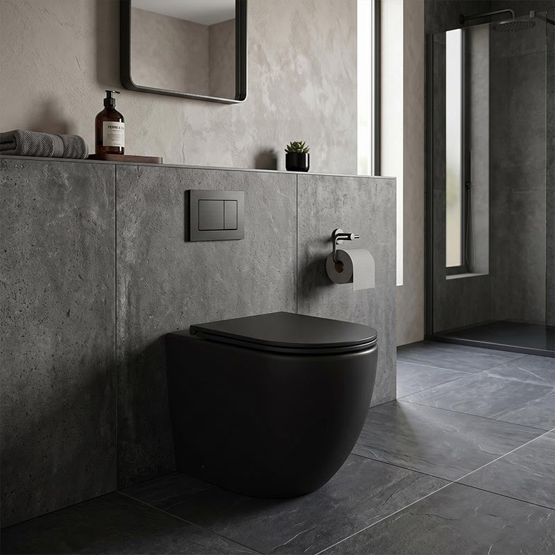 Fienza Koko Rimless Tornado Flush Wall-Faced Pan Toilet Only 570x360x445mm - Matt White/Matt Black