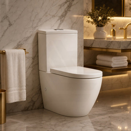 Fienza Koko 660x385x850mm Back to Wall Rimless Tornado Toilet Suite Cistern System/Seat Available - Gloss White