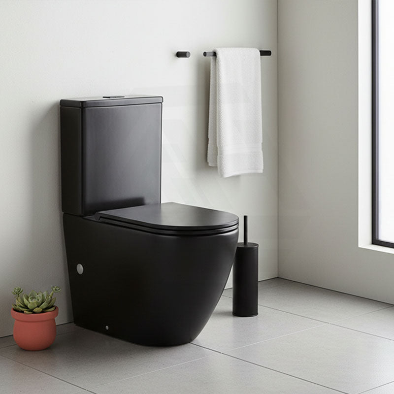 Fienza Koko Rimless Tornado Back to Wall Toilet Suite with Slim Seat 660x385x850mm - Matt Black
