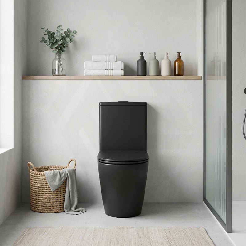 Fienza Koko Rimless Tornado Back to Wall Toilet Suite with Slim Seat 660x385x850mm - Matt Black