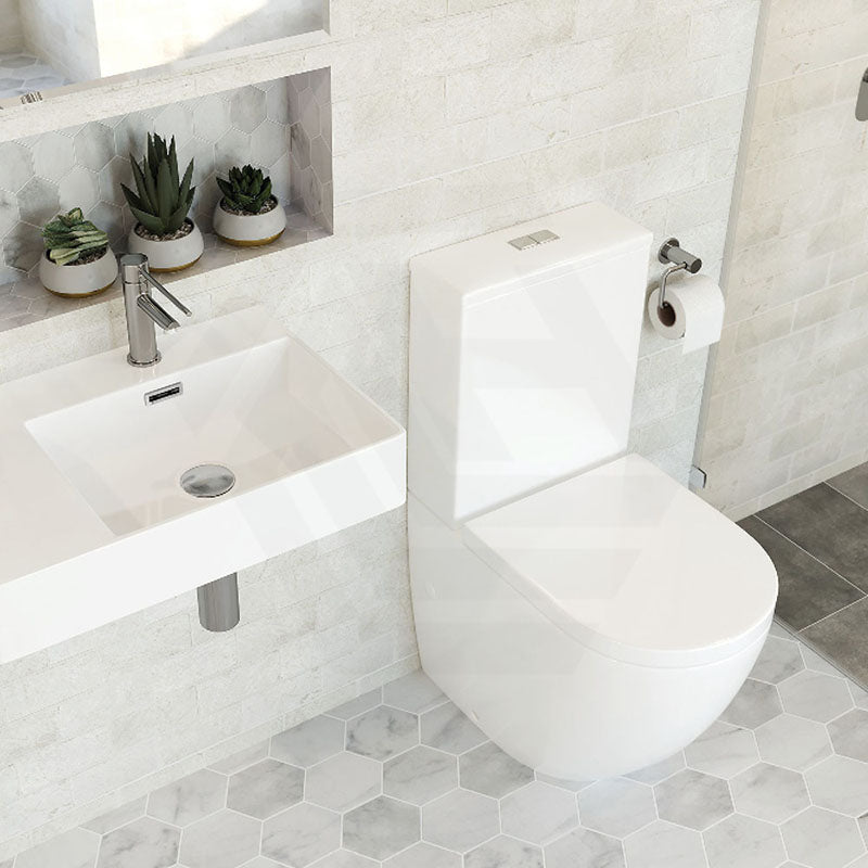 615x385x870mm Fienza Alix Rimless Tornado Back to Wall Toilet Suite Gloss White