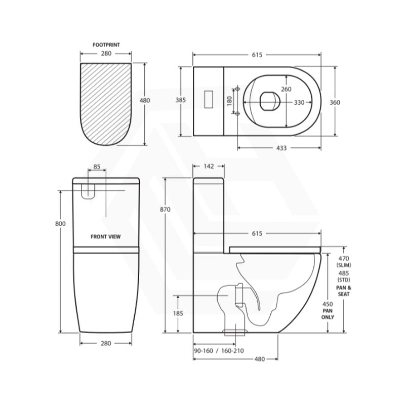 Fienza Alix Rimless Tornado Back to Wall Toilet Suite Slim Seat Gloss White