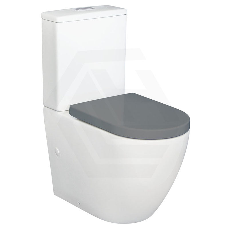 Fienza Alix Rimless Tornado Back to Wall Toilet Suite Gloss White with Gloss Grey Seat
