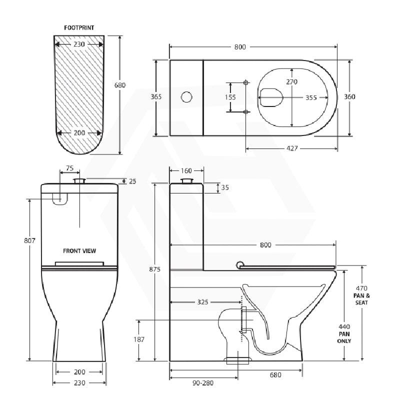 Fienza 800x365x875mm Delta Care Back to Wall Gloss White Toilet Suite