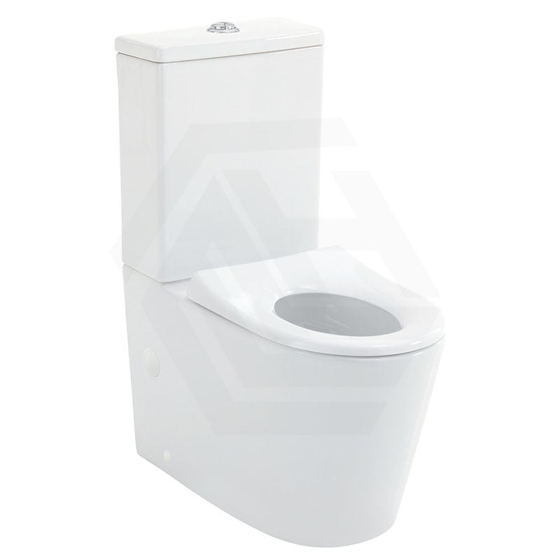 Fienza 600x335x755mm Isabella Junior Rimless Tornado Flush Back to Wall Toilet Suite with Anti-Vandal Kit & White/Black Seat Available