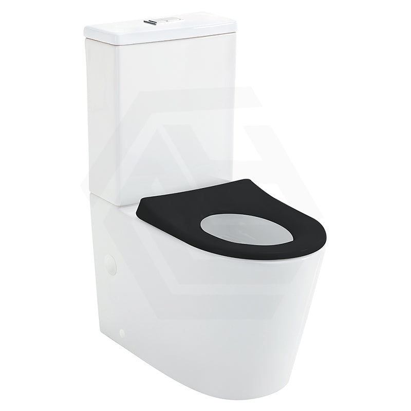 Fienza 600x335x755mm Isabella Junior Rimless Tornado Flush Back to Wall Toilet Suite with Gloss White/Black Seat