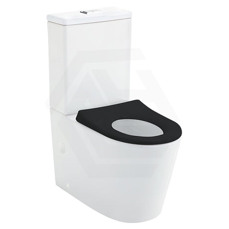 Fienza 600x335x755mm Isabella Junior Tornado Flush Back to Wall Toilet Suite with Gloss White/Black Seat