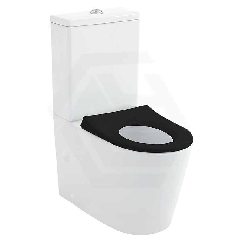 Fienza 600x335x755mm Isabella Junior Rimless Tornado Flush Back to Wall Toilet Suite with Anti-Vandal Kit & White/Black Seat Available