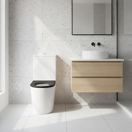 Fienza Isabella Junior Rimless Tornado Flush Back to Wall Toilet Suite  Anti-Vandal Kit Available 600x335x755mm - Variant Colour Seat