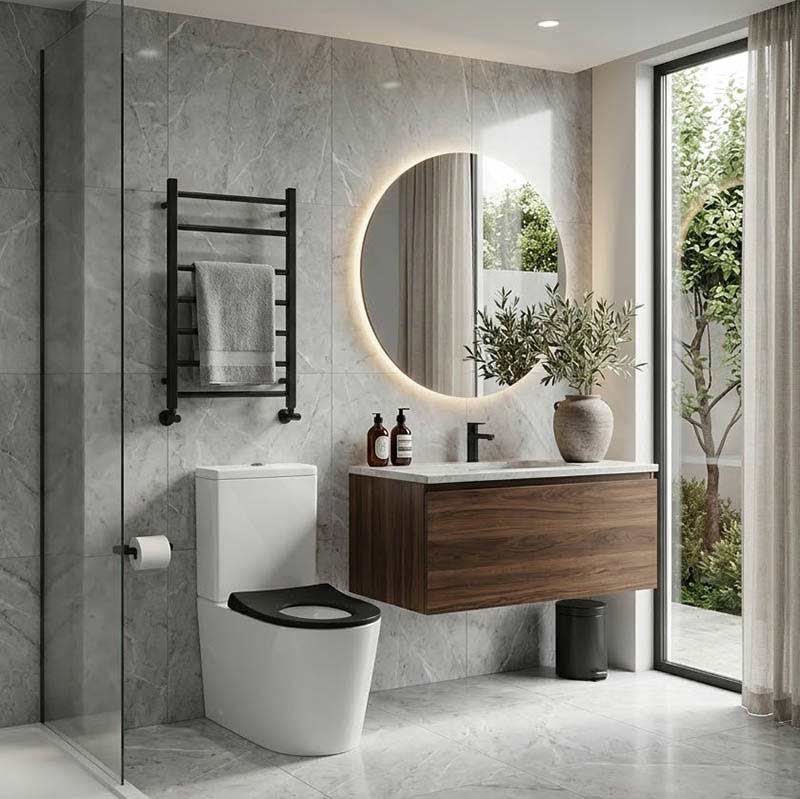 Fienza Isabella Junior Rimless Tornado Flush Back to Wall Toilet Suite  Anti-Vandal Kit Available 600x335x755mm - Variant Colour Seat