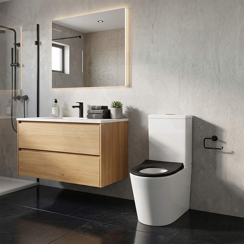 Fienza Isabella Junior Rimless Tornado Flush Back to Wall Toilet Suite  Anti-Vandal Kit Available 600x335x755mm - Variant Colour Seat