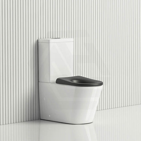 Fienza 600x335x755mm Isabella Junior Rimless Tornado Flush Back to Wall Toilet Suite with White/Black Seat & Anti-Vandal Kit Available