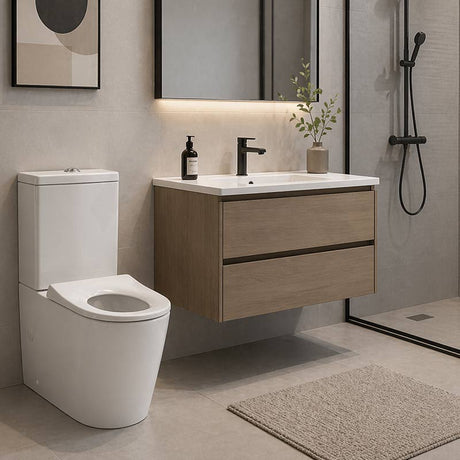 Fienza Isabella Junior Rimless Tornado Flush Back to Wall Toilet Suite  Anti-Vandal Kit Available 600x335x755mm - Variant Colour Seat