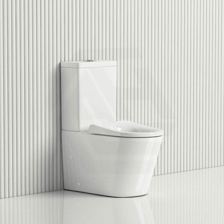 Fienza 600x335x755mm Isabella Junior Rimless Tornado Flush Back to Wall Toilet Suite with White/Black Seat & Anti-Vandal Kit Available